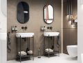 SIKO Cover Oválná zrcadla, samostatně stojící umyvadlo s kovovým podstavcem, závěsné wc.