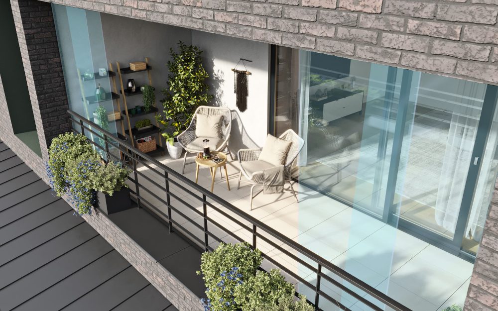 SIKO Dokonalý moderní balkon pro relax, plný zeleně, zasklený pro chvíle pohody i za nepříznivého počasí.